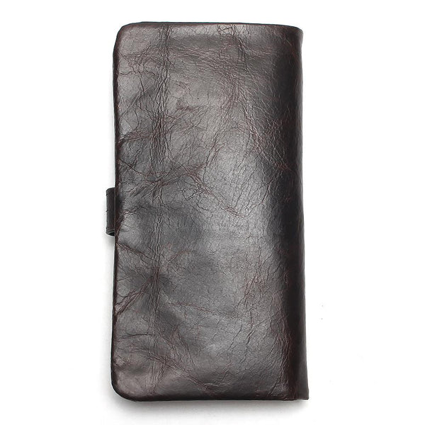 Leather Men Long Bifold Wallet Purse Vintage