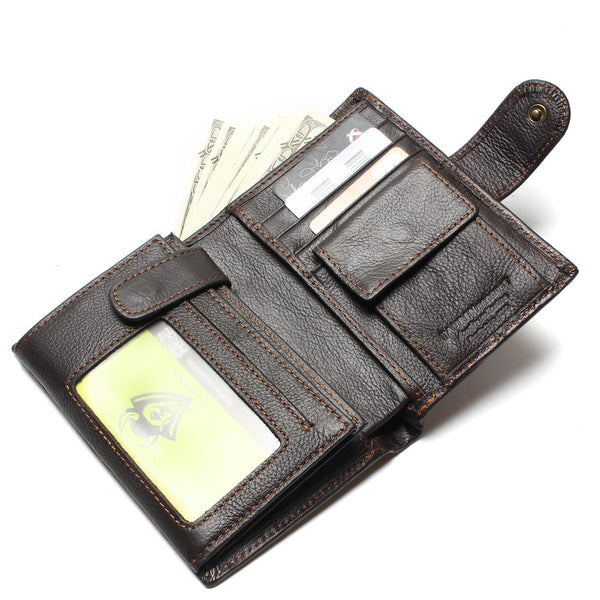 Leather Travel Wallet Cowhide Vintage Men Wallet