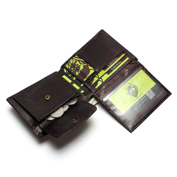 Crazy Horse Cowhide Leather Men Short Coin Purse Wallet