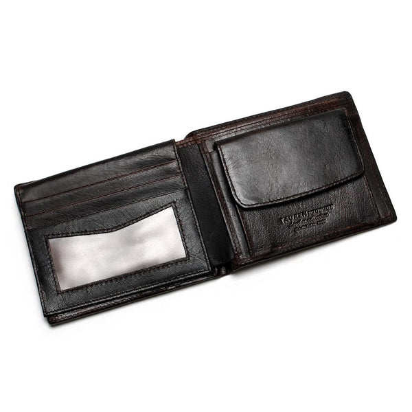 Crazy Horse Cowhide Leather Men Short Coin Purse Wallet