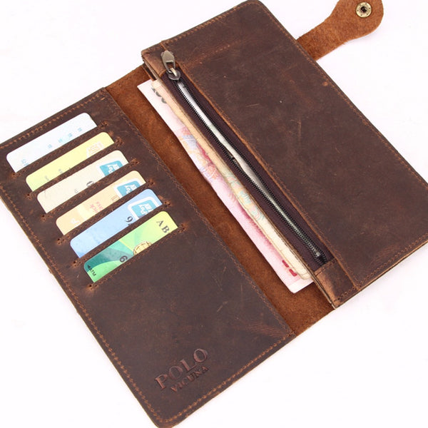 Large Capacity  Crazy Horse Genuine Leather Man Wallet
