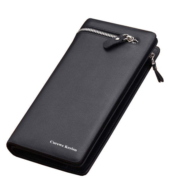 Men's Long Zipper Wallet Leather Clutch