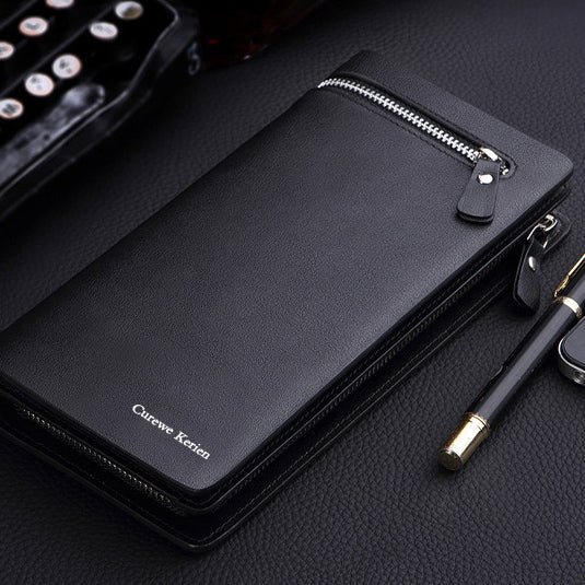 Men's Long Zipper Wallet Leather Clutch