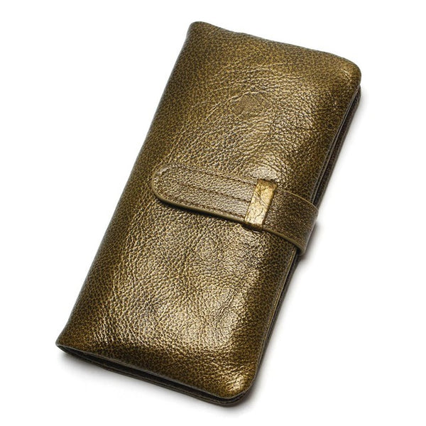 Leather Men Long Bifold Wallet Purse Vintage