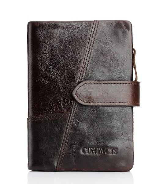 Cowhide Leather Men Wallets Clutch Wrist Bag