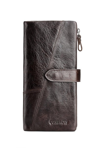 Cowhide Leather Men Wallets Clutch Wrist Bag