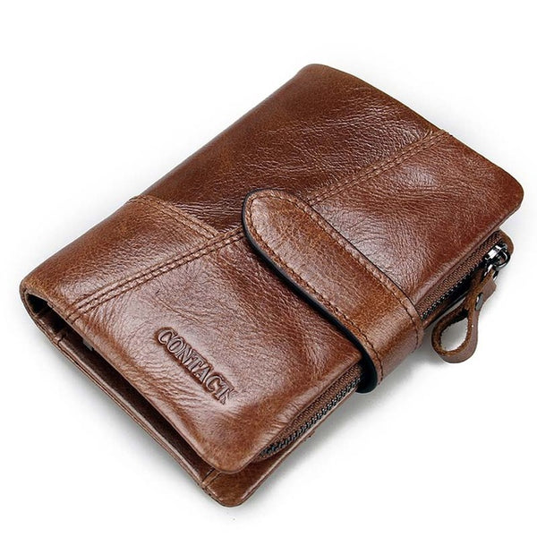 Cowhide Leather Men Wallets Clutch Wrist Bag