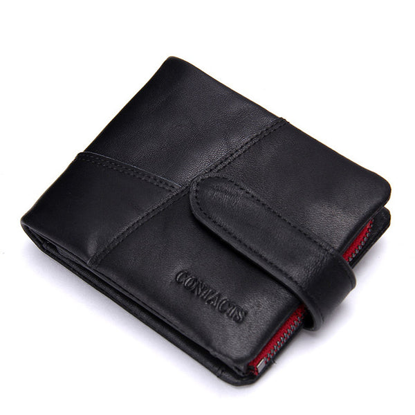 Cowhide Leather Men Wallets Clutch Wrist Bag