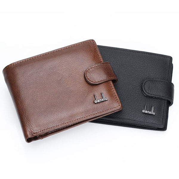 Wallets Men Real Leather  Clutch Purse zipper Top